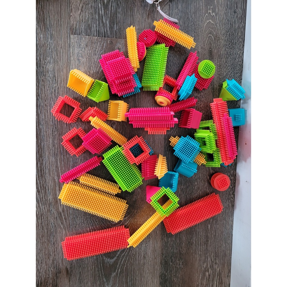 Picasso Tiles Bristle Blocks Set 50 Piece Neon Color Leopard Pouch Bag Holder #5